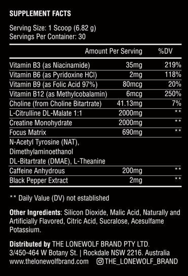 Pre-Workout - THE LONEWOLF BRAND PTY LTD